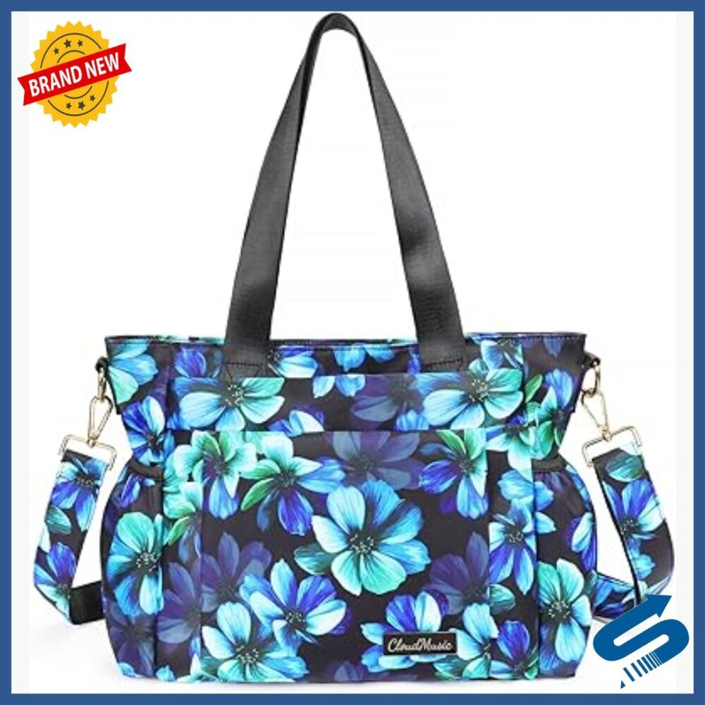 Waterproof Nylon Crossbody Bag with 10 Pockets, Adjustable Strap, Medium Size